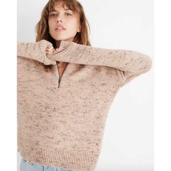 Madewell Half-Zip Popover Sweater Size Small Blush Pink Cozy Knit - Picture 1 of 7